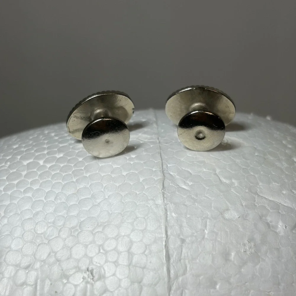 Silver Tone Celtic Knot Oval Engraved Stud Back Cufflinks Formal Accessory